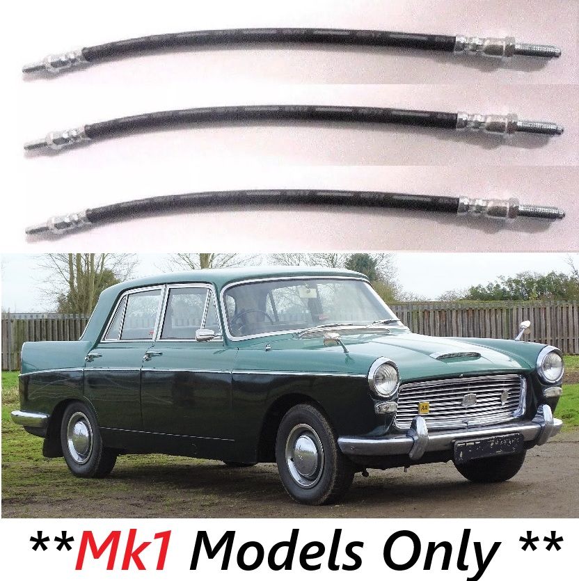FRONT & REAR BRAKE HOSES x3 (Austin A110 Westminster) (**Mk1 Only**) (**1961- 64 Only**) 